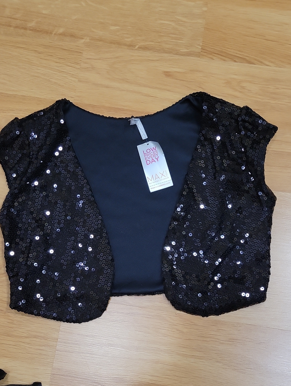 Max Rave Black Sequin Crop Bolero